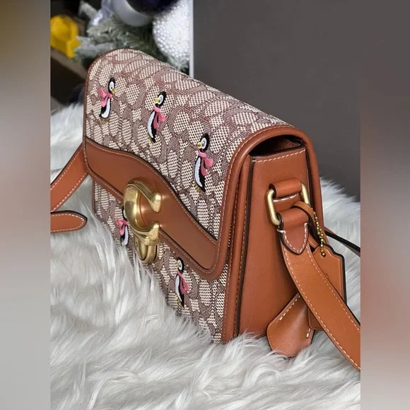 💰SOLD-C7935 - Coach Studio Shoulder Bag in Signature Jacquard with Penguin Motif - Picture 3 of 14